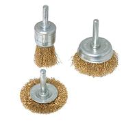 Silverline Brassed Steel Wire Wheel & Cup Brush Set 3 Piece
