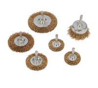 Silverline Brassed Steel Wire Wheel & Cup Brush Set 6Pce
