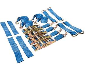 Silverline Car Transporter Alloy & Steel Wheels Tie-Down Set 16pce 3m x 50mm - Rated 2000kg Capacity 4000kg (911664)