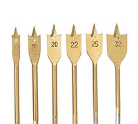 Silverline Ds32 Titanium-coated Flat Bit Set, 10-32mm - 6 Pieces - Set - flat set titaniumcoated bit 10 32mm 6pce silverline ds32 wood drill