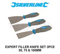 Silverline Expert 3pc Filler Scraper Set 50mm 75mm 100mm Soft Grip 661661