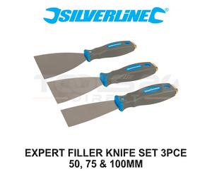 Silverline Expert 3pc Filler Scraper Set 50mm 75mm 100mm Soft Grip 661661