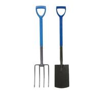 Silverline Garden Digging Fork & Spade Set 1000mm in Blue Silverline Blue