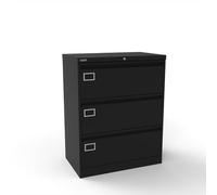 Silverline Kontrax 3 Drawer Foolscap Side Filing Cabinet - Black