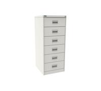 Silverline Media & Card Index Office Filing Cabinets, A5, 6 Drawer, 55w (cm), White Semi Gloss