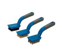 Silverline 190mm 5 Row Nylon / Brassed / Steel Wire Brush Set