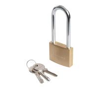 Silverline MSS04L Brass Padlock Long Shackle 50 mm, Gold