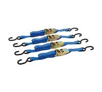 Silverline Ratchet Tie Down Strap 4m x 25mm - 4pc Set with S-Hooks, 350kg Working Load, 700kg Break Strength, Heavy-Duty Cargo Securement (481938)