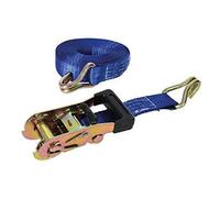 Silverline Rubber-Handled Ratchet Tie Down Strap J-Hook 6m x 38mm - Rated 1000kg Capacity 2000kg (346857)