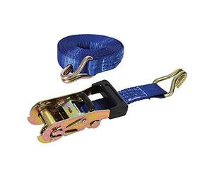 Silverline Rubber-Handled Ratchet Tie Down Strap J-Hook 6m x 38mm - Rated 1000kg Capacity 2000kg (346857)