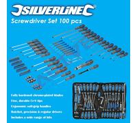 Silverline Screwdriver Set 100 pcs - Solt Pozidriv Torx Square Ratchet Nutdriver