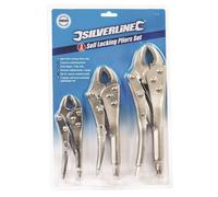 Silverline Self Locking Pliers Serrated Jaws 3pce Set Nickel Plated PL109