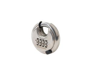 Silverline Stainless Steel Combination Disc Padlock 4-digit 70mm - 4digit - combination padlock disc steel stainless silverline 4digit 70mm 926157