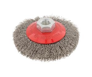 Silverline Stainless Steel Crimp Bevel Brush - 100mm - M14