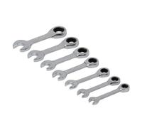 Silverline Stubby Ratchet Combination Spanner Set Polished 7 Piece 8-19mm