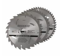 Silverline 749249 TCT Circular Saw Blades 24, 40, 48T 3pk 200 x 30 - 25, 18, 16 mm Rings