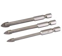 Silverline Hex Drive Tile & Glass Drill Bit 3Pce Set