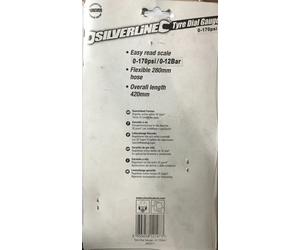 SILVERLINE TOOLS TYRE PRESSURE EASY READ DIAL GAUGE 0 - 170PSI 282411 - (M113)