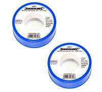 Silverline White PTFE Sealant Tape Threaded Thread Seal Tape Fitting Water Plumbing Tape 12mm x 12m 2 Rolls