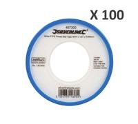 Silverline White PTFE Tape x100 Threaded Seal Water Plumbing Tape 12mmx12m WRAS