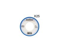 Silverline White PTFE Tape x25 Threaded Seal Water Plumbing Tape 12mmx12m WRAS