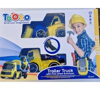 Tooko SilverLit Remote Control Truck with Sound Effects and Trailer with Bulldozer, Preschool Truck - Yellow