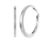 Silverly 50mm Extra Large Square Tube Hoop Earrings - 925 Sterling Silver Earrings for Women - Saddleback Creole Chunky Hoops - Gifts From Mum - Jewellery for Women - Big Sister Gifts