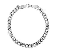 Silverly 6mm Curb Chain Bracelet for Men in 925 Sterling Silver - 8 Inch Bold Chunky Wide Link Bracelet - Classic Heavy Solid Silver Jewellery - Father's Day Gift - Men's Thick Cuban Chains