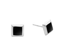 Silverly 7mm Square Onyx Sterling Silver Stud Earrings for Women - Small Square Studs in 925 Silver - Simple Black Gemstone Earrings - Modern Geometric Design - Minimalist Jewellery