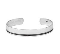 Silverly 92 Sterling Silver Grooved Wide Cuff Bangle for Men and Women - Chunky Adjustable Flat Bangle With Polished Finish and Black Line - Bold Modern Jewellery - Classic Bracelet for Husband