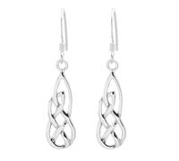 Silverly 925 Silver Celtic Knot Teardrop Earrings - Sterling Silver Knotwork Earrings for Women - Long Braided Openwork Drop Design - Simple Traditional Irish Jewellery Gift