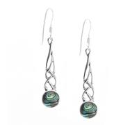 Silverly 925 Silver Celtic Knot Teardrop Earrings With Round Abalone Shell - Sterling Silver Paua Shell Knotwork Earrings for Women - Long Braided Openwork Drop Design - Traditional Irish Jewellery
