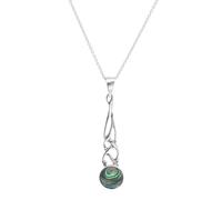 Silverly 925 Silver Celtic Knot Teardrop Pendant Round Abalone Shell - Sterling Silver Paua Shell Knotwork Necklace for Women - Long Braided Openwork Drop Design - Traditional Irish Jewellery