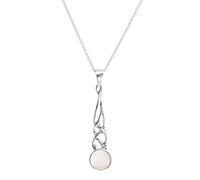 Silverly 925 Silver Celtic Knot Teardrop Pendant Round Mother of Pearl Shell - Sterling Silver Knotwork Necklace for Women - Long Braided Openwork Drop Design - Traditional Irish Jewellery