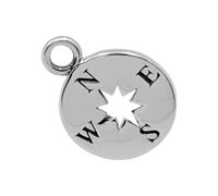 Silverly 925 Silver Compass Charm for Women - Sterling Silver Northern Star Disc Pendant Small - Sentimental Gift for Daughter - Unique Celestial Jewellery - Flat Round Charms