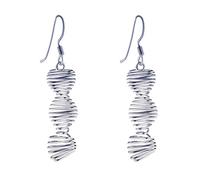 Silverly 925 Silver DNA Helix Earrings - Sterling Silver Twisted Drop Earrings for Women - Contemporary Science-Inspired Design - Modern Optical Illusion Jewellery