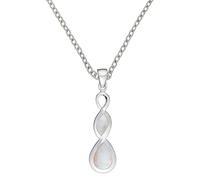 Silverly 925 Silver Long Infinity Twist Necklace With Mother of Pearl Inlay - Sterling Silver Twisted Teardrop Pendant for Women - Elegant Colour-Changing Birthstone Jewellery - Curb Chain Necklace