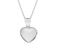 Silverly 925 Silver Puffed Heart Locket Necklace for Women - Simple Smooth Sterling Silver Heart Pendant on Curb Chain - Romantic Jewellery - Valentine's Day Gift - Classic Vintage Style Design