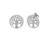 Silverly 925 Silver Round Textured Tree Of Life Stud Earrings 15mm - Ornate Filigree-Style Disc Studs in Sterling Silver - Spiritual Celtic Symbol Openwork Earrings - Nature-Inspired Jewellery