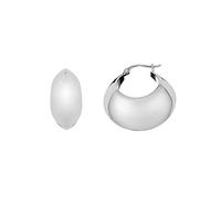 Silverly 925 Silver Tapered Dome Hoops With Latch-Back Closure - Smooth Rounded Chubby Crecent Moon Design - Chunky Curved Creole Sterling Silver Hoops for Women 30mm - Bold Minimalist Jewellery