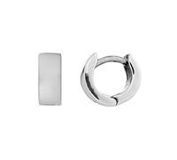 Silverly 925 Silver Thick Huggie Hoop Earrings 10mm - Chunky Small Flat-Edge Sterling Silver Hoops With Hinged Closure - Classic Essential Jewellery - Simple Minimalist Design