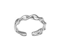 Silverly 925 Silver Twisted Stacking Ring for Women - Adjustable Sterling Silver Wavy Ring - Textured Thin Band Open Rings - Classic Essential Jewellery - Elegant Minimalist Rippled Design