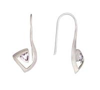 Silverly 925 Sterling Silver Amethyst Triangle Gemstone Musical Note Dangle Earrings
