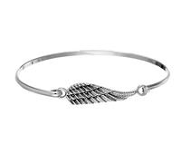 Silverly 925 Sterling Silver Angel Wing Bangle With Hook Clasp - Solid Silver Feather Stacking Bracelet - Celestial Jewellery for Women - Bridal Gift - Gifts for Girlfriend - Friendship Bracelets