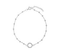 Silverly 925 Sterling Silver Beaded Open Circle Satellite Chain Anklet for Women - Adjustable Dainty Ball Bead Ankle Bracelet - Hypoallergenic Geometric Jewellery - Minimalist Anklet for Everyday Wear