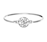 Silverly 925 Sterling Silver Bird in Tree Bangle With Hook Clasp - Nature-Inspired Solid Silver Stacking Bracelet - Unique Jewellery for Women - Gifts for Girlfriend - Boho Friendship Bracelets
