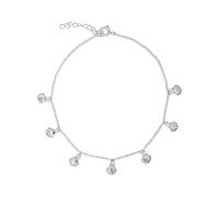 Silverly 925 Sterling Silver Cable Chain Anklet With 7 Seashell Charms - Scallop Shell Ankle Bracelet - Seaside Accessory - Beach-Inspired Dainty Foot Jewellery for Women - Adjustable Gift