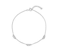 Silverly 925 Sterling Silver Cable Chain Anklet With Interlocking Hearts - Romantic Heart Ankle Bracelet - Friendship Jewellery - Minimalist Adjustable Anklet for Women - Gift for Her