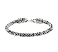 Silverly 925 Sterling Silver Chunky Balinese Foxtail Chain Bracelet for Men and Women 20.5cm - Bold Heavy Bracelet With Rope Scroll Beads and S-Hook Clasp - Bali-Style Men's Thick 5mm Chains