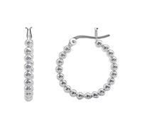 Silverly 925 Sterling Silver Chunky Ball Bead Hoop Earrings With a Saddleback Closure - Bold Boho Chunky Bead Hoops for Women 25mm - Contemporary Fashionable Jewellery - Simple Geometric Design
